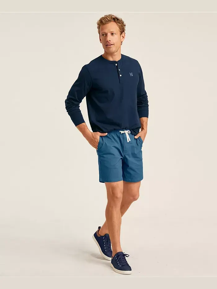 Футболка с длинным рукавом Henley Big & Tall Super-T Lands' End — изображение 3 из 5, темно-синий