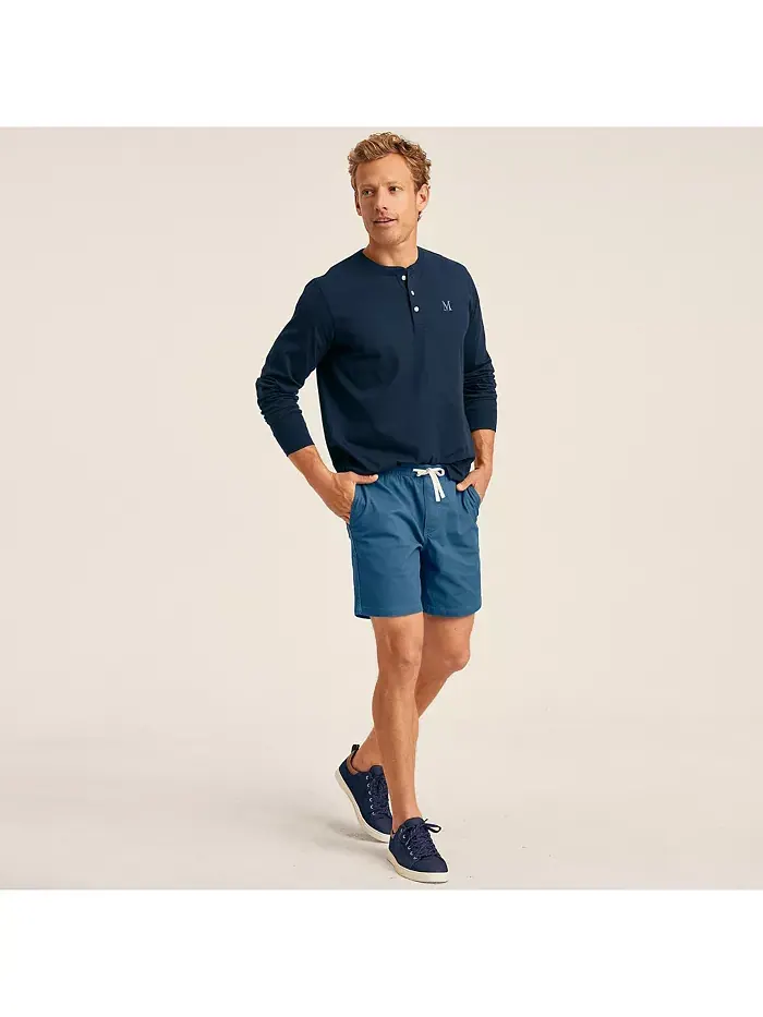 Футболка с длинным рукавом Henley Big & Tall Super-T Lands' End — изображение 5 из 5, темно-синий