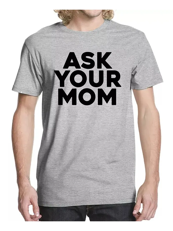 Мужская футболка с принтом «Спроси свою маму» Buzz Shirts