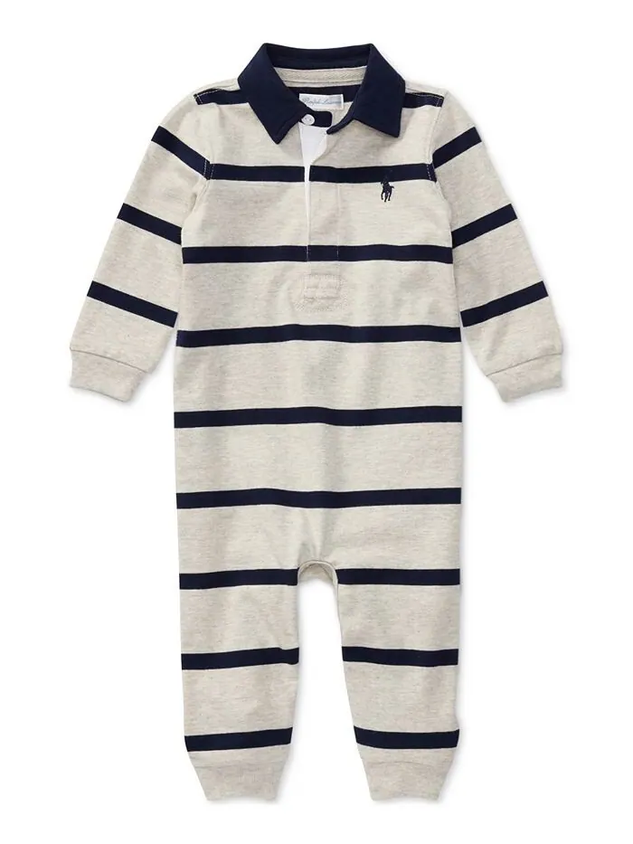 Полосатый хлопковый комбинезон для регби для маленьких мальчиков Polo Ralph Lauren — изображение 1 из 2, светлый мульти