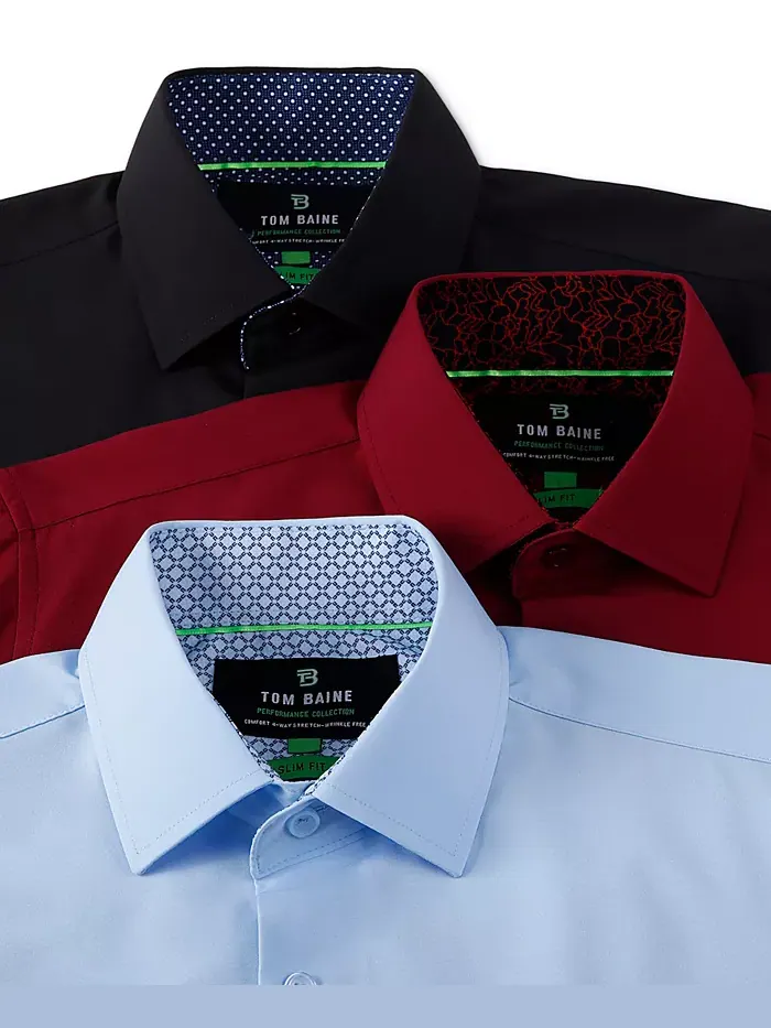 Мужская облегающая рубашка с коротким рукавом Performance Button Down Tom Baine — изображение 7 из 7, розовый