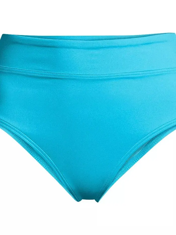 Плавки-бикини с высокой талией и утягивающим эффектом больших размеров Lands' End — изображение 3 из 3, бирюзовый