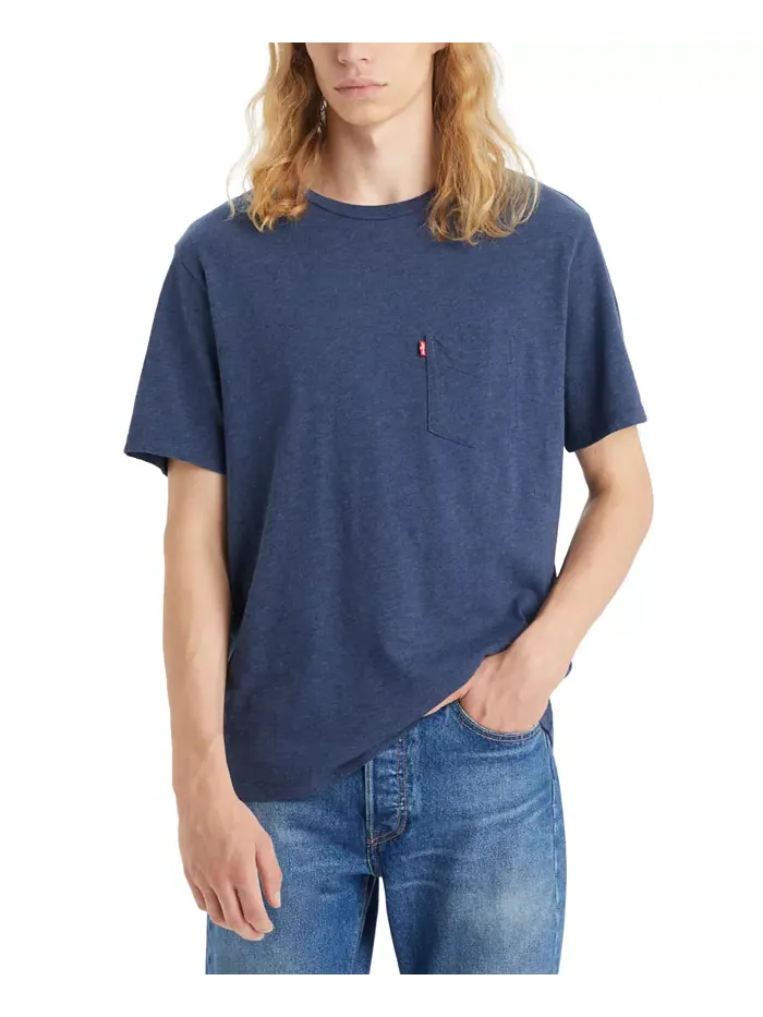 Мужская классическая футболка с коротким рукавом и карманом Levi'S — изображение 1 из 4, синий