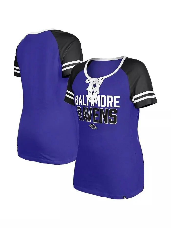 Женская фиолетовая футболка на шнуровке Baltimore Ravens реглан New Era — фиолетовый