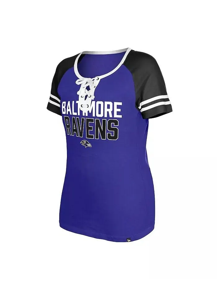 Женская фиолетовая футболка на шнуровке Baltimore Ravens реглан New Era — изображение 2 из 3, фиолетовый