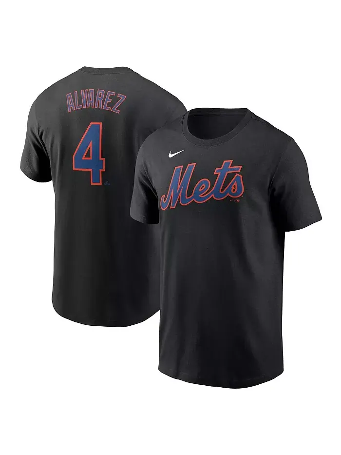 Мужская футболка Francisco Alvarez New York Mets с именем и номером — изображение 1 из 3, черный