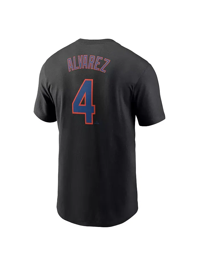 Мужская футболка Francisco Alvarez New York Mets с именем и номером — изображение 2 из 3, черный