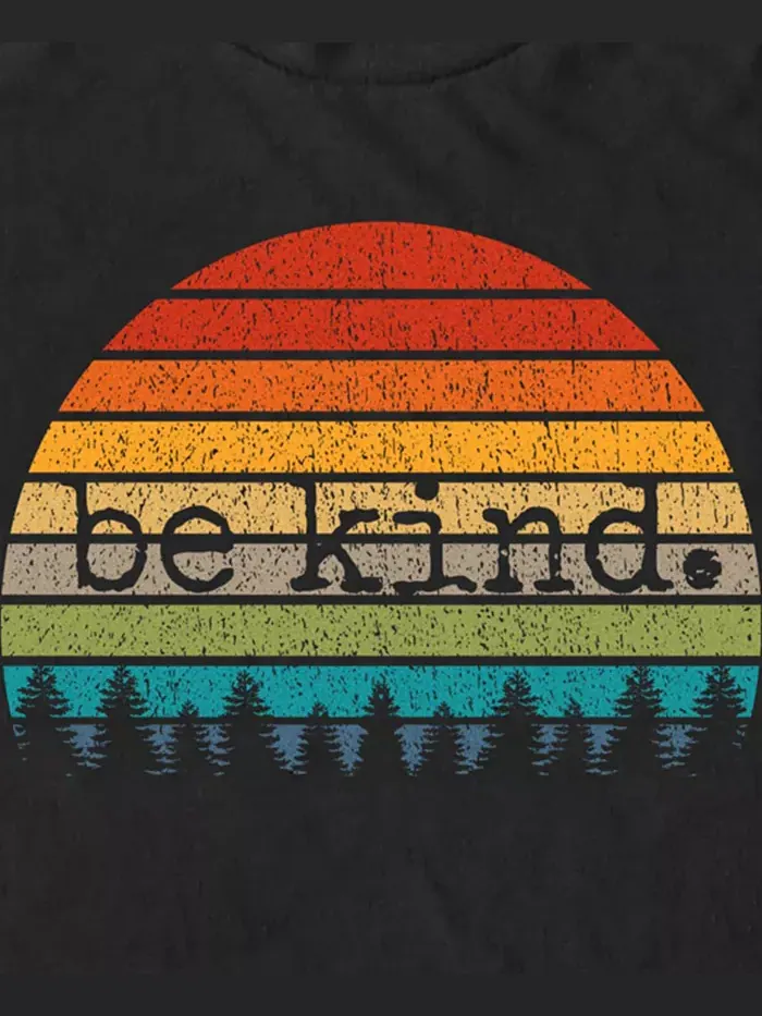 Мужская футболка с коротким рукавом Uplifting Retro Sun Vintage Be Kind Happy Positive Gift Design — изображение 3 из 3