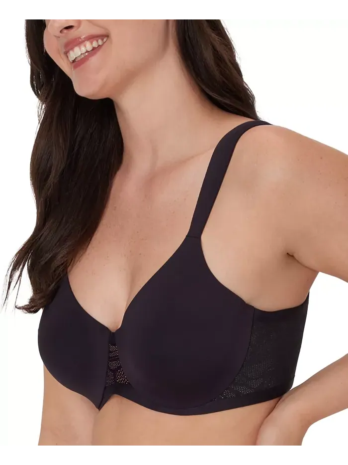 Женский бюстгальтер с эффектом сглаживания на косточках Coolest Smoothing Underwire T-Shirt Bra — изображение 2 из 5, черный