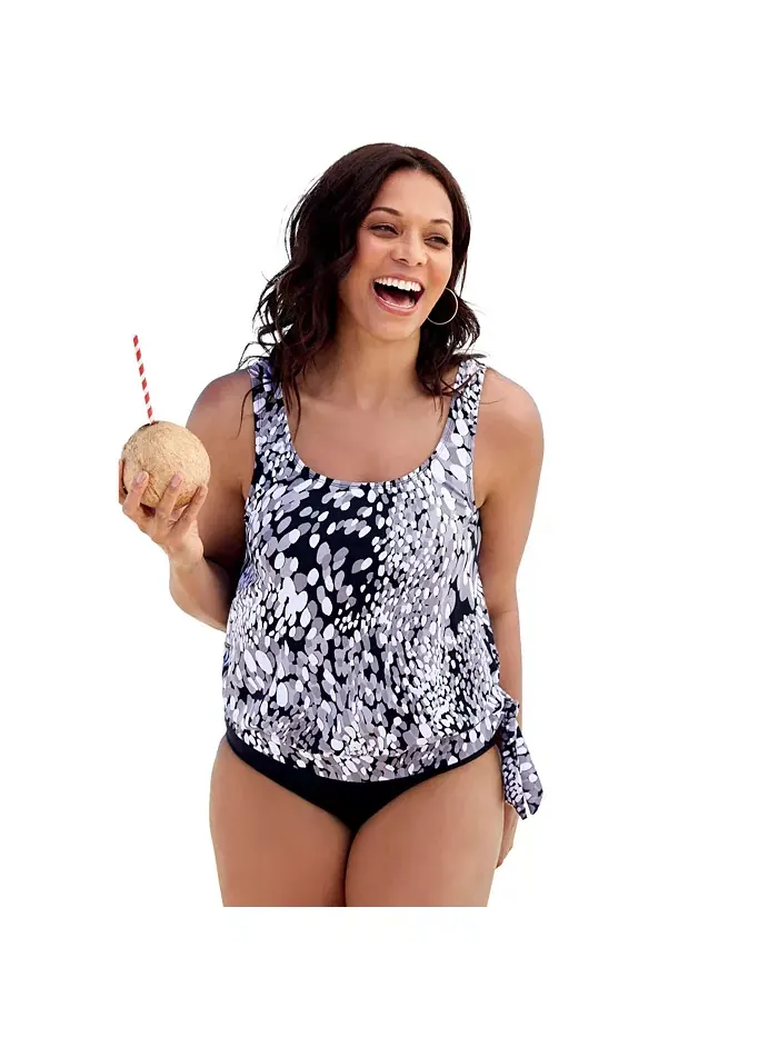 Женский топ-танкини с завязками по бокам и кокеткой Swimsuits for All