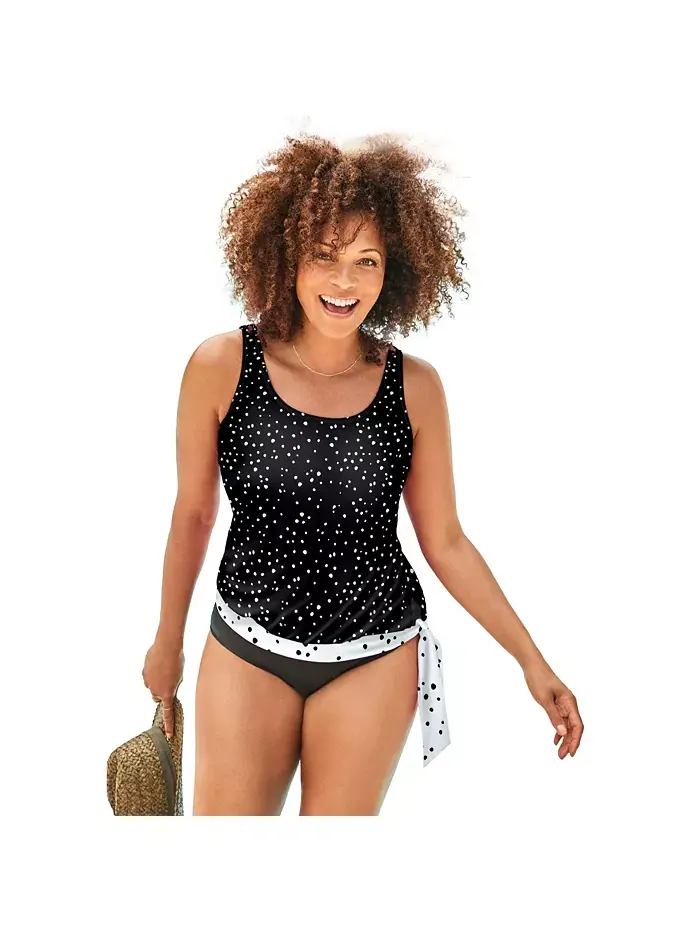 Женский топ-танкини с завязками по бокам и кокеткой Swimsuits for All
