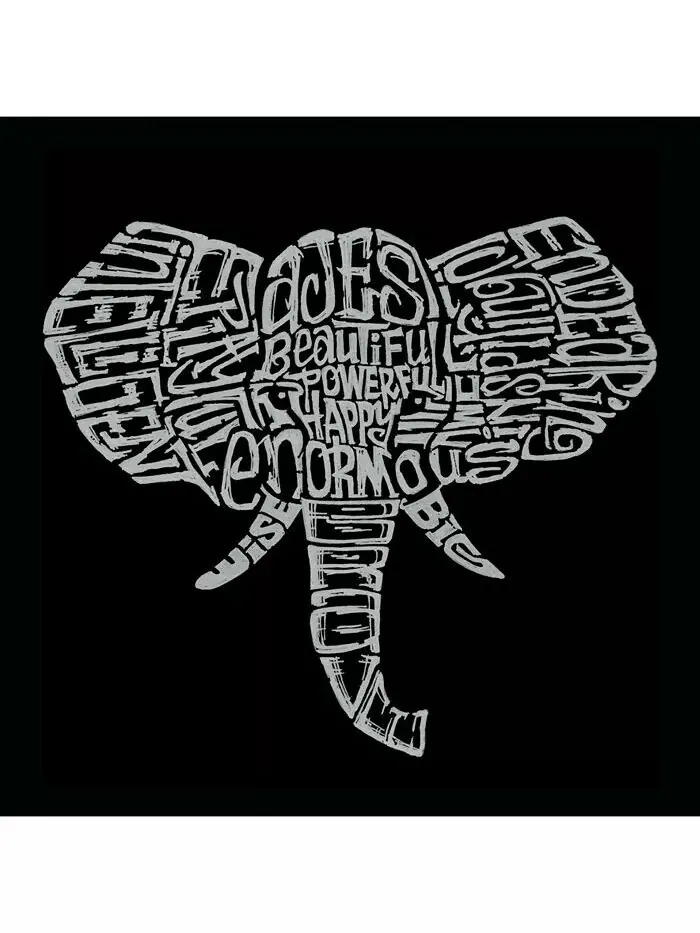 Мужская толстовка с капюшоном Word Art - Elephant Tusks LA Pop Art — изображение 2 из 3, черный