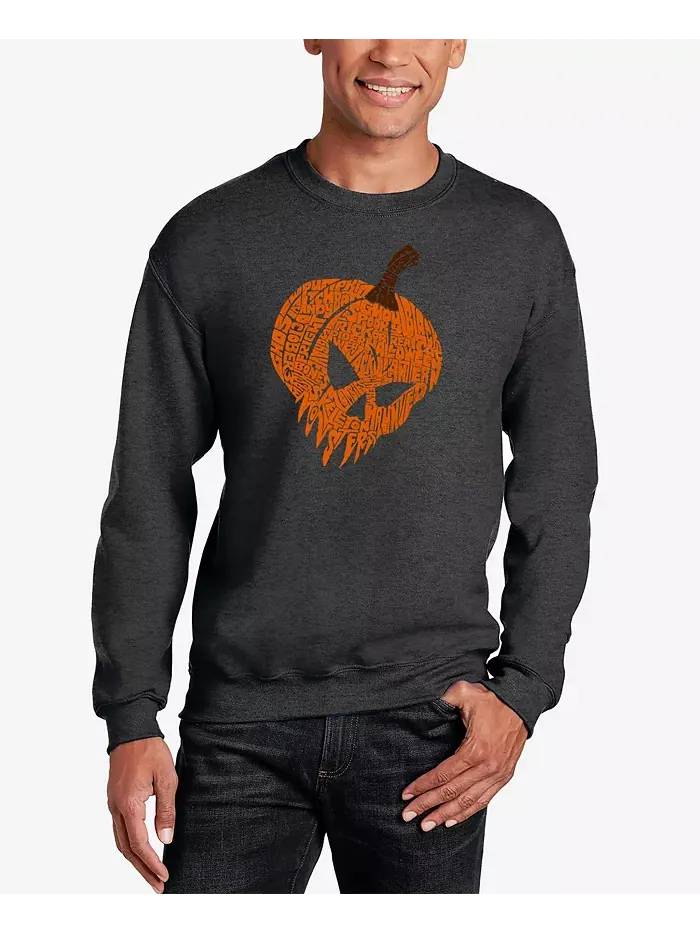 Мужской свитшот с принтом Evil Pumpkin Word Art LA Pop Art — изображение 1 из 2, темный серый