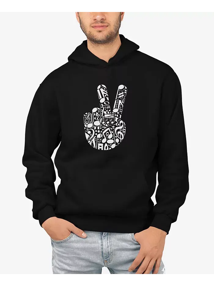 Мужская худи с принтом "Peace Finger Notes Word Art" LA Pop Art — изображение 1 из 3, черный