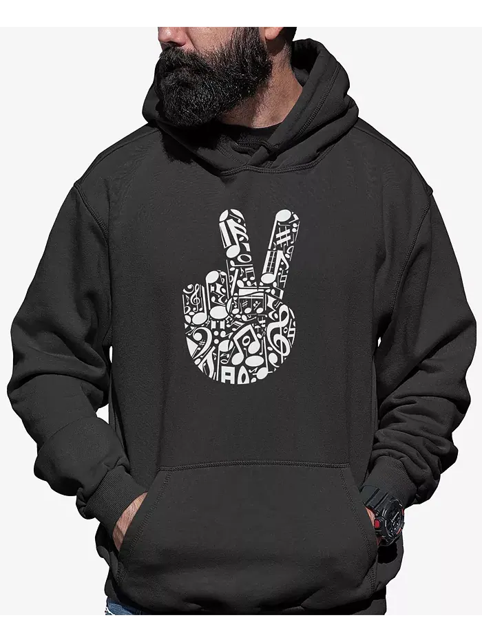 Мужская худи с принтом "Peace Finger Notes Word Art" LA Pop Art — изображение 1 из 2, темный серый