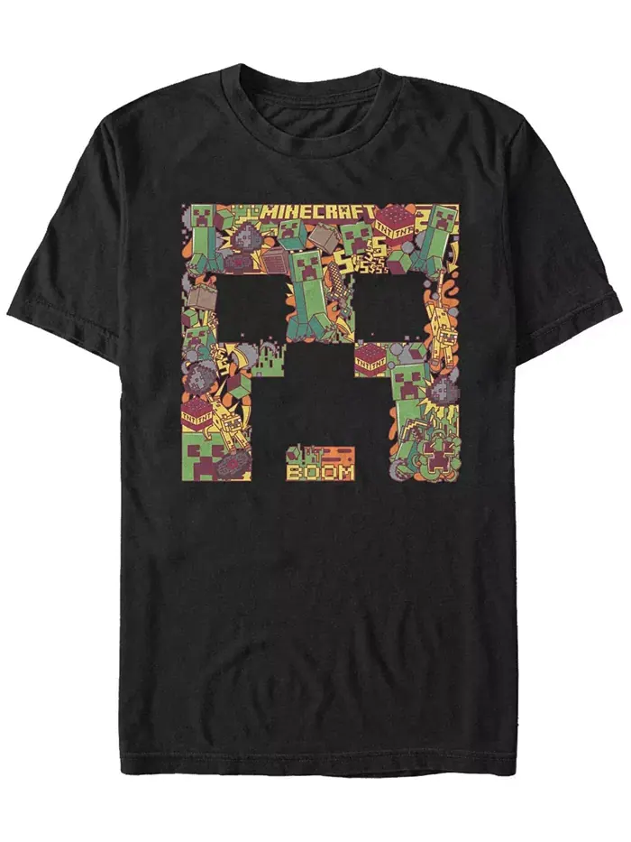 Мужская футболка с коротким рукавом Creeper Face Collage Fifth Sun — изображение 1 из 3, черный