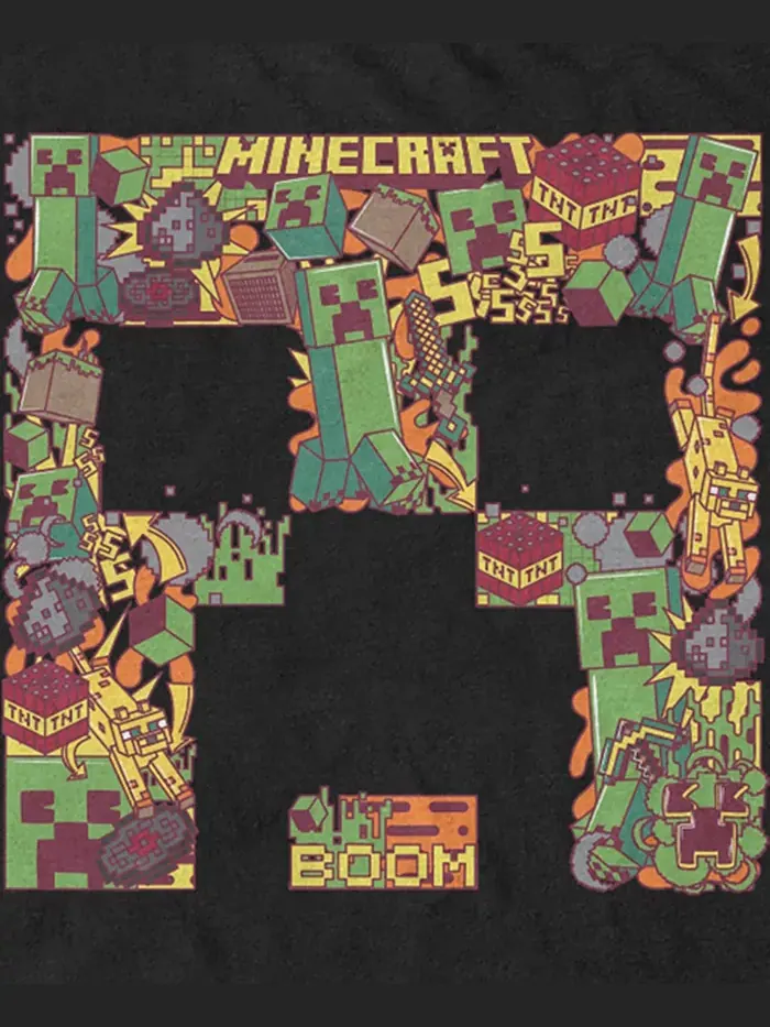 Мужская футболка с коротким рукавом Creeper Face Collage Fifth Sun — изображение 3 из 3, черный
