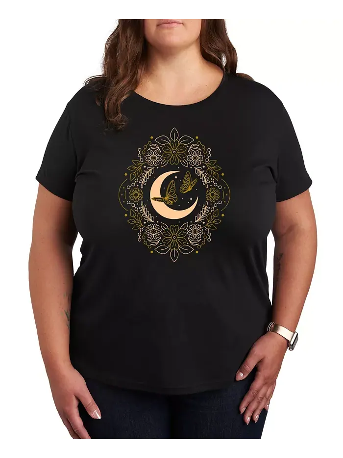 Футболка с принтом Golden Moon Plus Size Hybrid Apparel — изображение 1 из 3, черный