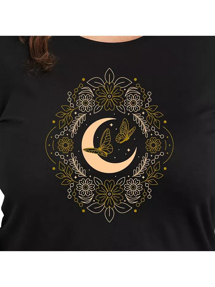 Футболка с принтом Golden Moon Plus Size Hybrid Apparel — изображение 2 из 3, черный