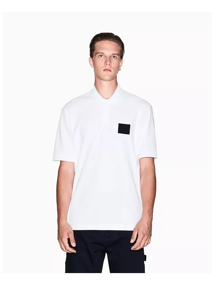 Мужская поло AX Box из мерсеризованного пике A|X Armani Exchange — изображение 1 из 5, бежевый/бежевый