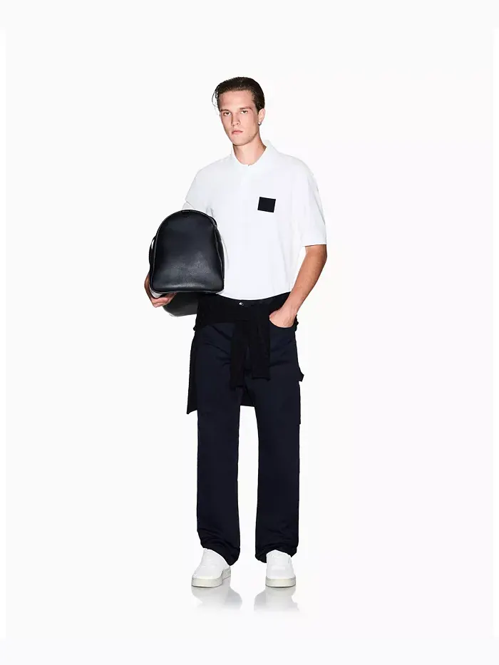 Мужская поло AX Box из мерсеризованного пике A|X Armani Exchange — изображение 3 из 5, бежевый/бежевый