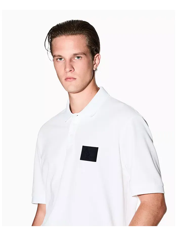 Мужская поло AX Box из мерсеризованного пике A|X Armani Exchange — изображение 4 из 5, бежевый/бежевый