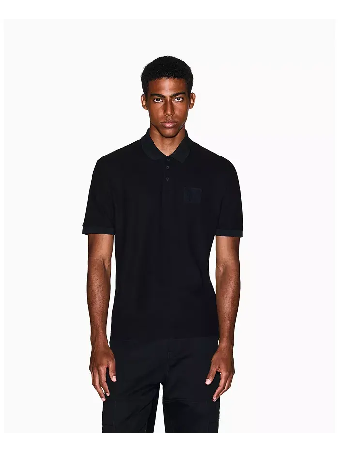 Мужская поло AX Box из мерсеризованного пике A|X Armani Exchange — изображение 1 из 5, черный