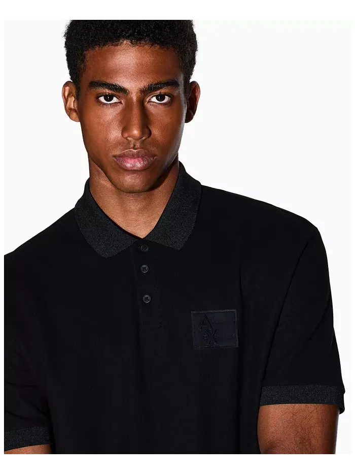 Мужская поло AX Box из мерсеризованного пике A|X Armani Exchange — изображение 4 из 5, черный