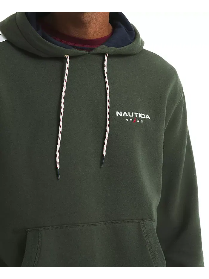 Мужская худи с длинными рукавами и лентой на плечах Nautica — изображение 2 из 3, зеленый