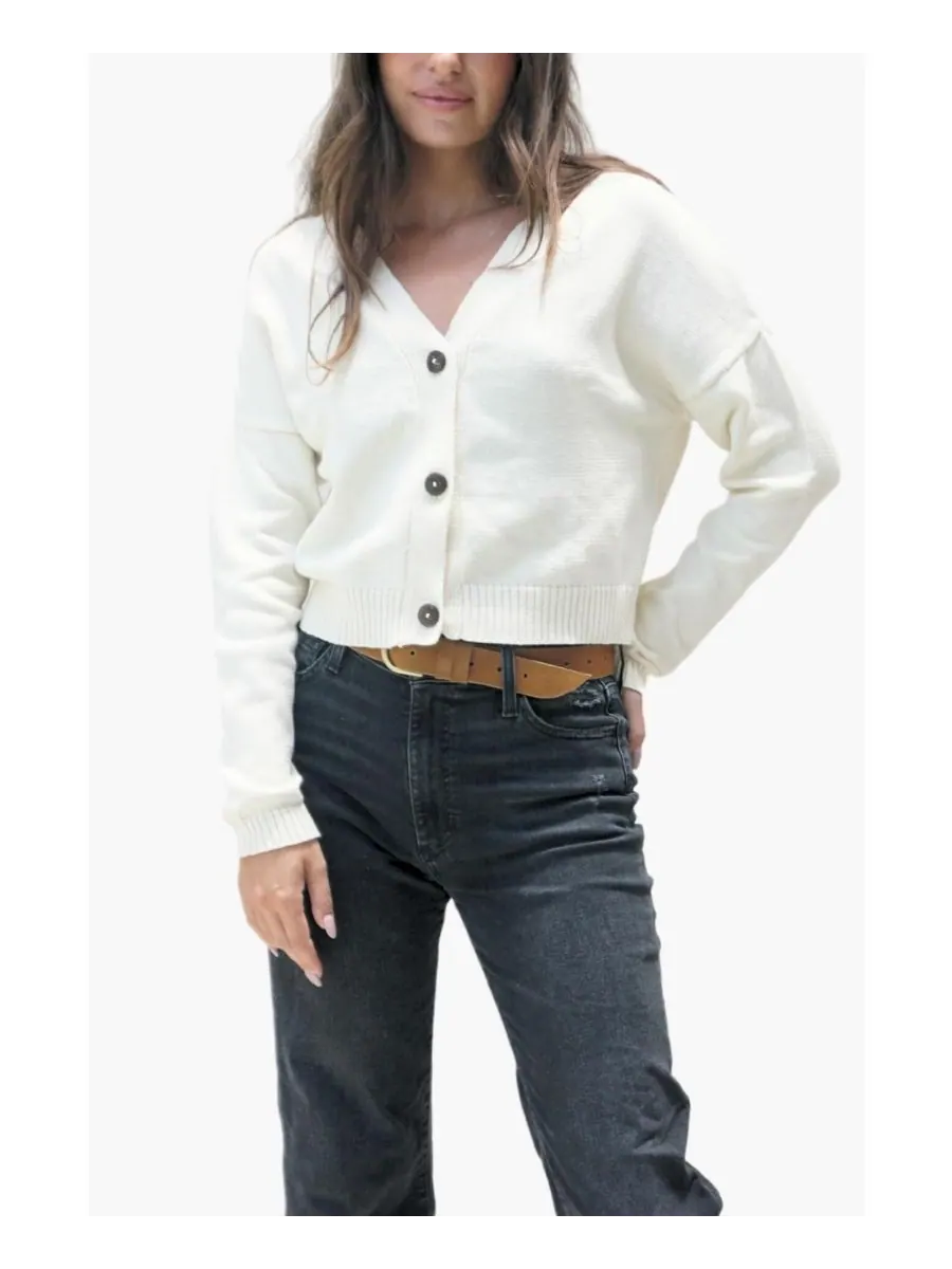 Женский хлопковый укороченный кардиган Diana Paneros Clothing — бежевый