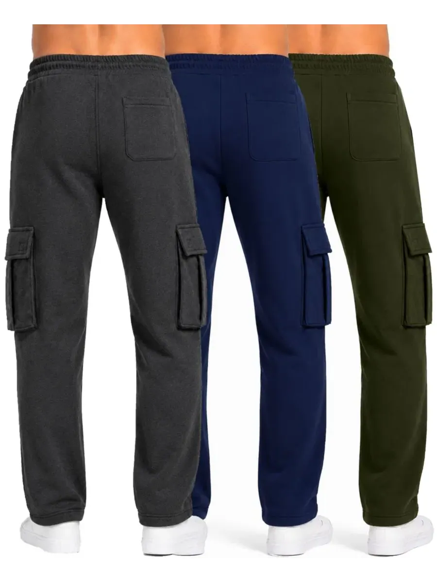 Комплект из 3 спортивных брюк свободного кроя на флисе Charcoal Navy Olive Blue Ice — изображение 3 из 4