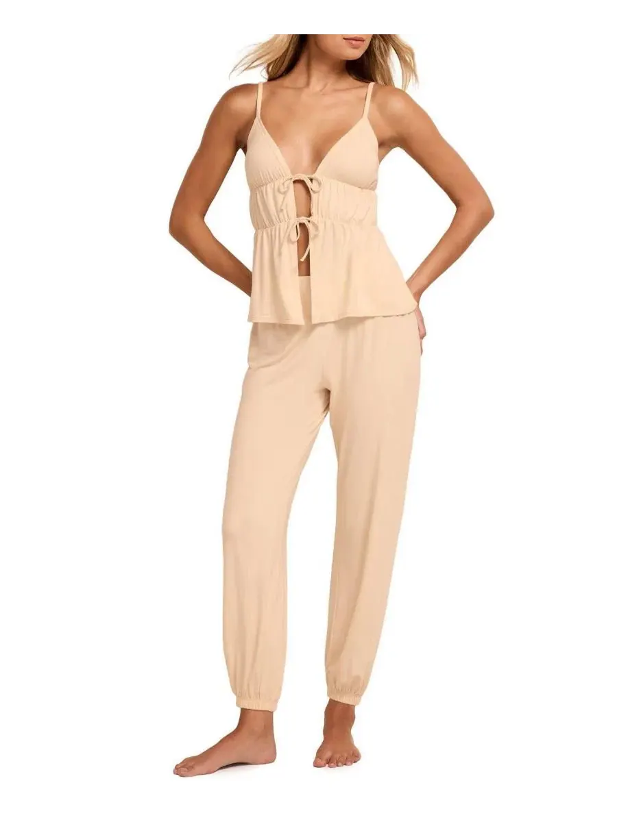 Комплект пижамы с ками и брюками Paulina Cami And Pants Pajama Set Adore Me — изображение 1 из 5, светлый бежевый
