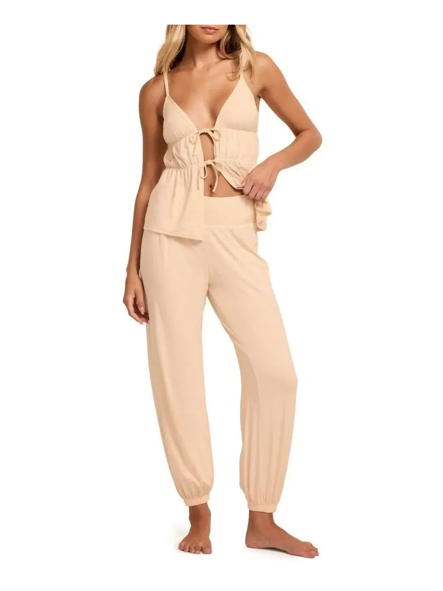 Комплект пижамы с ками и брюками Paulina Cami And Pants Pajama Set Adore Me — изображение 4 из 5, светлый бежевый