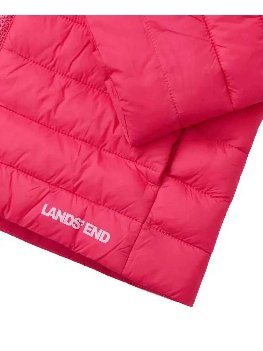Детская куртка с капюшоном FeatherFree Insulated Hooded Packable Jacket Lands' End — изображение 4 из 4, маджента