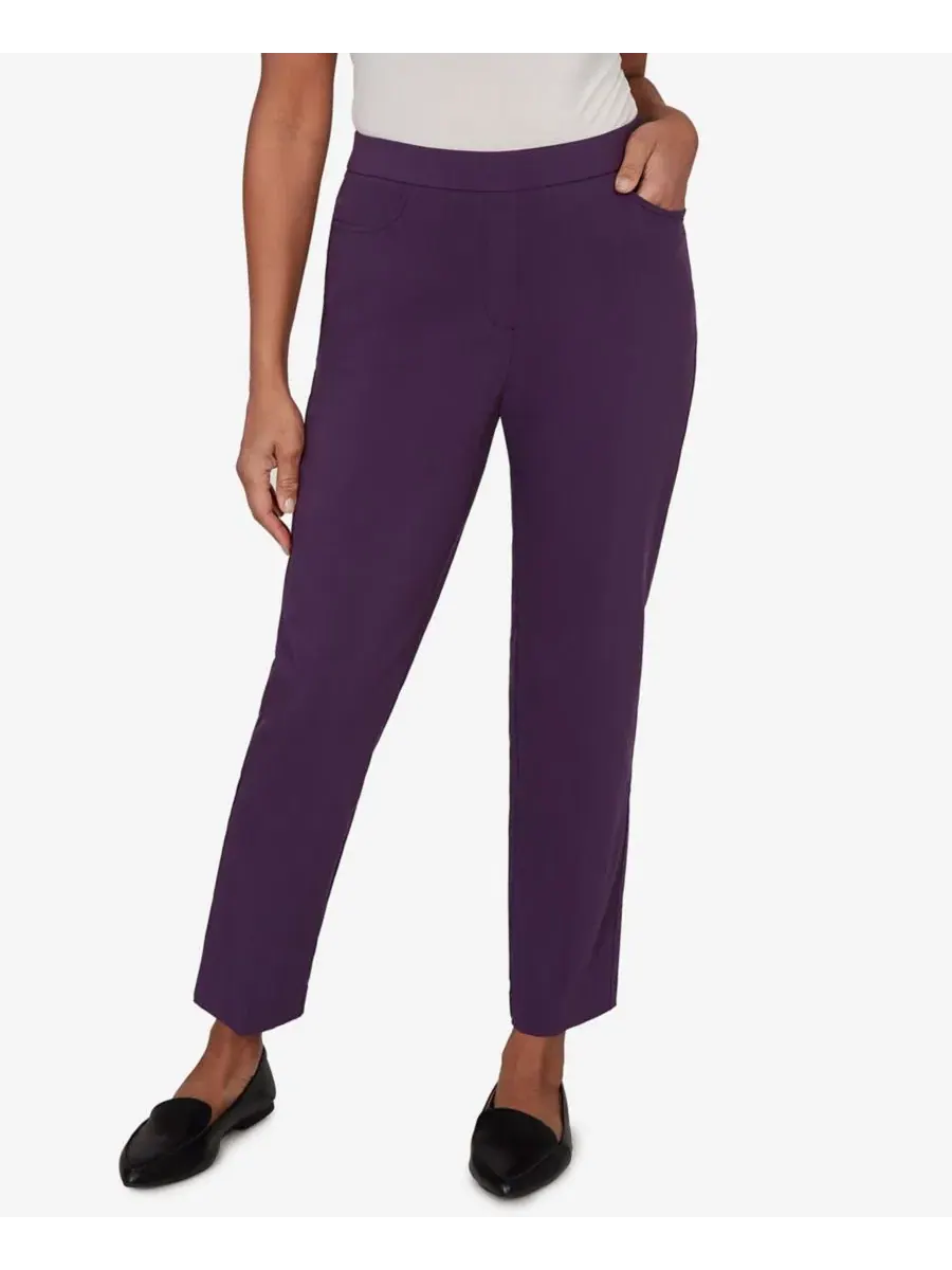 Брюки со скрытой панелью для живота, модель Petite Colored Allure Stretch Alfred Dunner — изображение 1 из 5, сливавый