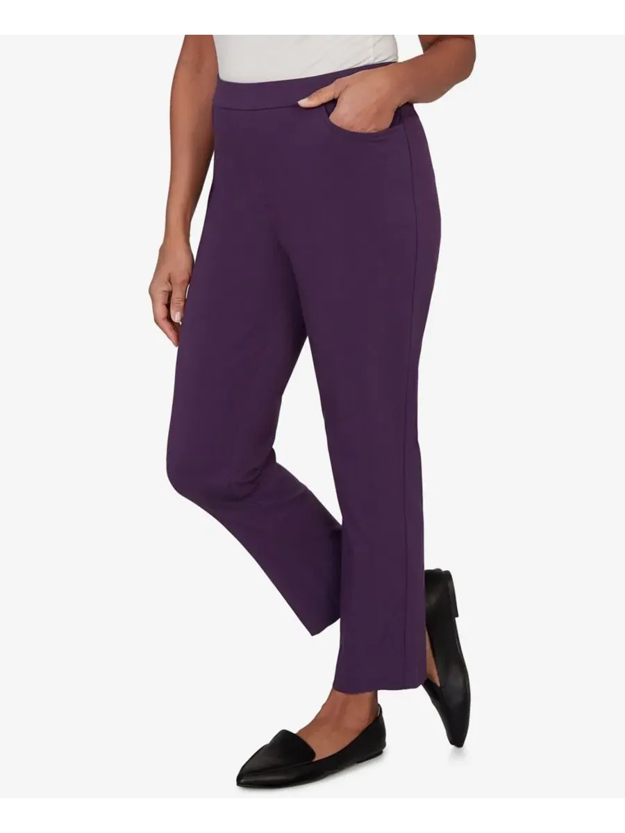 Брюки со скрытой панелью для живота, модель Petite Colored Allure Stretch Alfred Dunner — изображение 2 из 5, сливавый