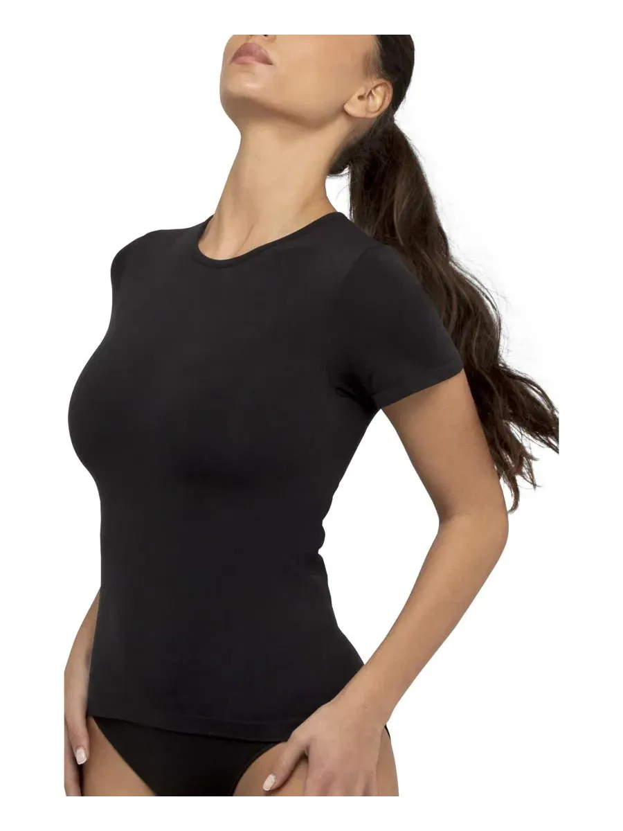 Футболка женская с коротким рукавом, The Perfect Short-Sleeve Crewneck T-Shirt Underoutfit — изображение 2 из 5, черный