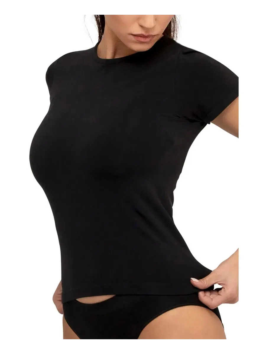 Футболка женская с коротким рукавом, The Perfect Short-Sleeve Crewneck T-Shirt Underoutfit — изображение 4 из 5, черный