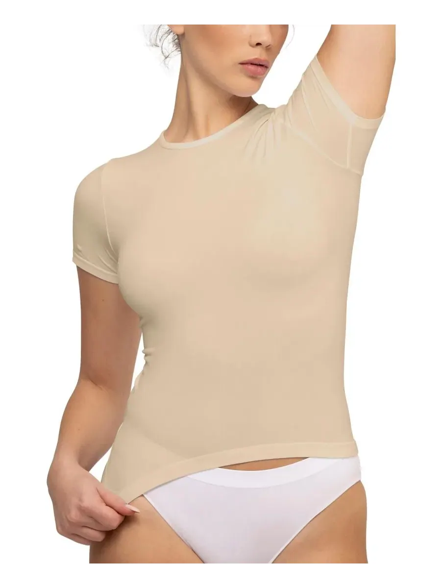 Женская футболка с коротким рукавом The Perfect Short-Sleeve Crewneck T-Shirt Underoutfit, Wood Ash — изображение 6 из 6