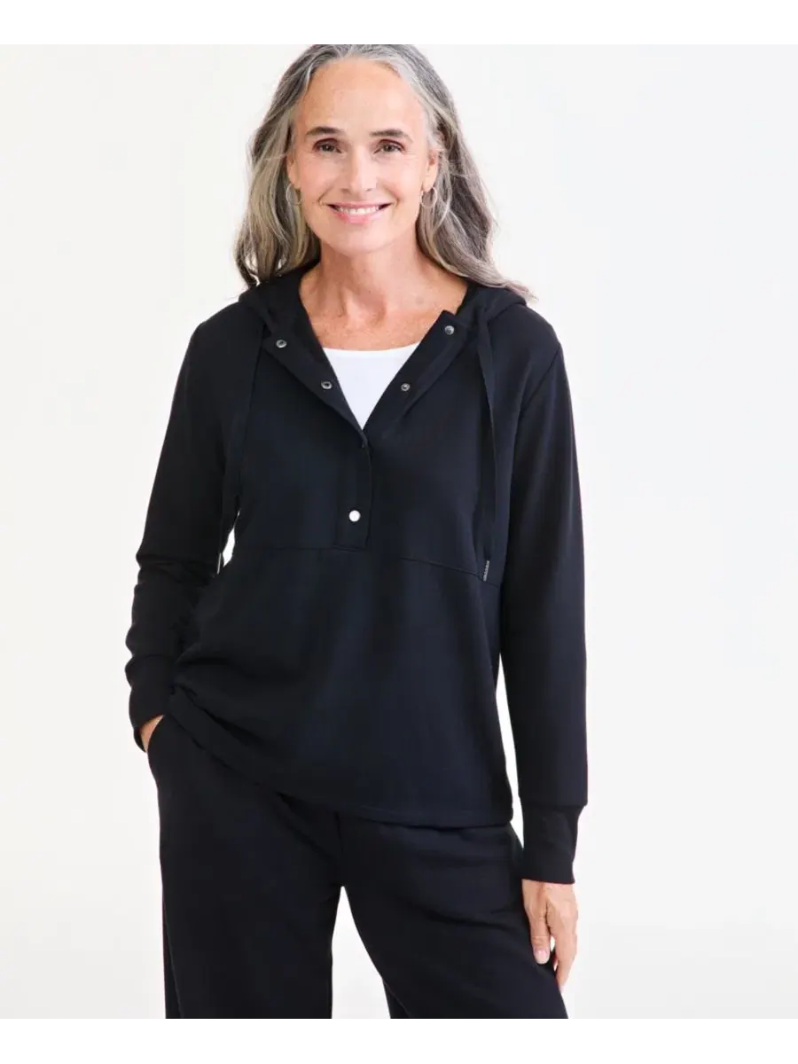 Худи с капюшоном на кнопках, модель Luxlounge Snap Hoodie Style & Co — изображение 1 из 4, глубокий черный
