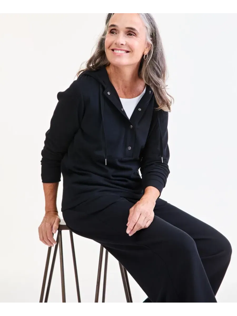 Худи с капюшоном на кнопках, модель Luxlounge Snap Hoodie Style & Co — изображение 4 из 4, глубокий черный