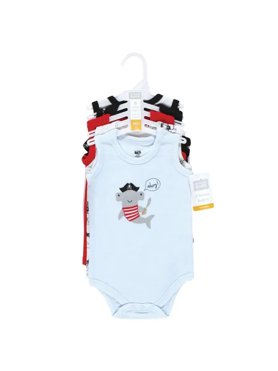 Мягкие хлопковые комбинезоны без рукавов Hudson Baby, Pirate Shark — изображение 2 из 7