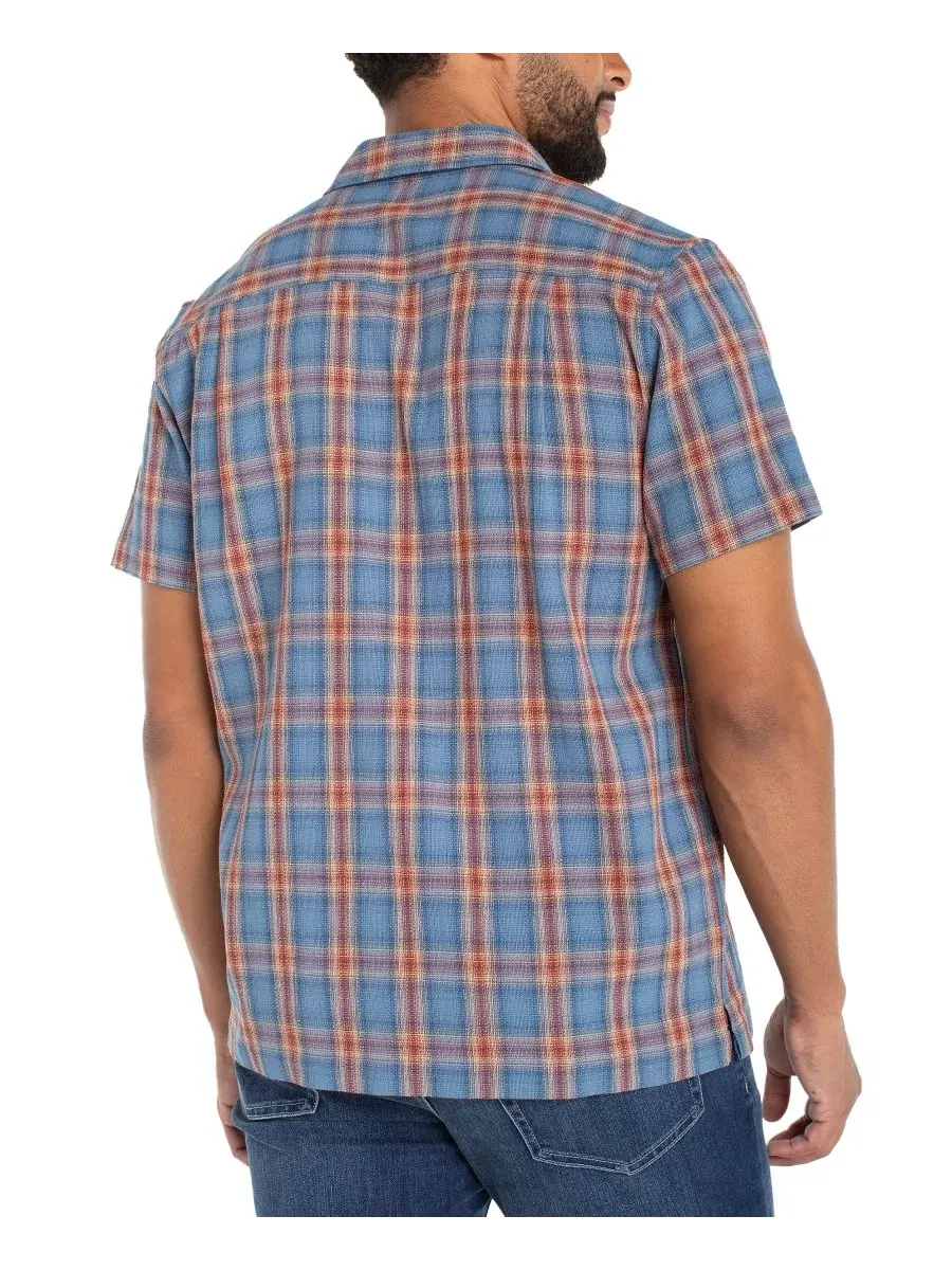 Мужская рубашка с коротким рукавом в клетку, модель Plaid Liverpool Los Angeles — изображение 3 из 3, синий/красный/мульти