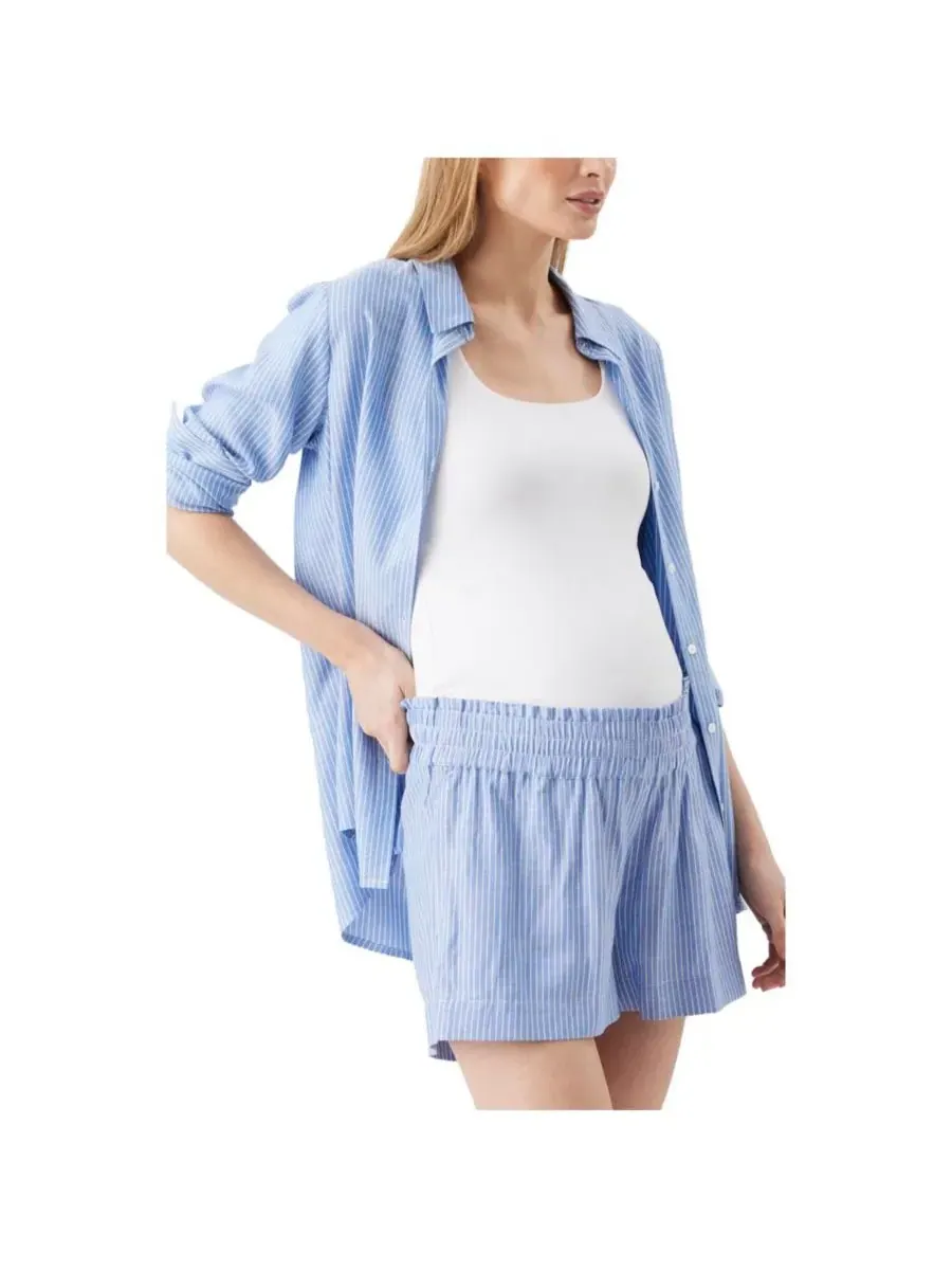 Женская полосатая рубашка Abby Ripe Maternity — изображение 2 из 4, синий/белый