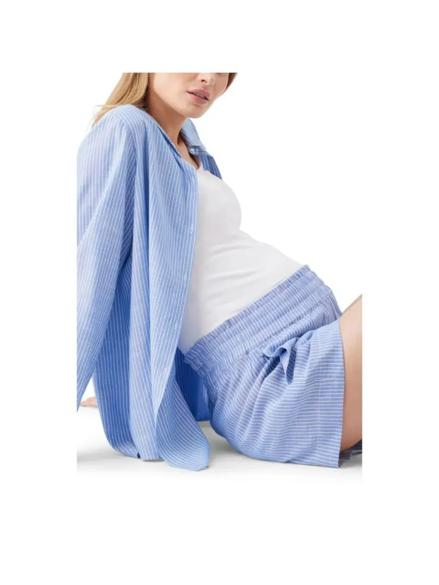 Женская полосатая рубашка Abby Ripe Maternity — изображение 3 из 4, синий/белый