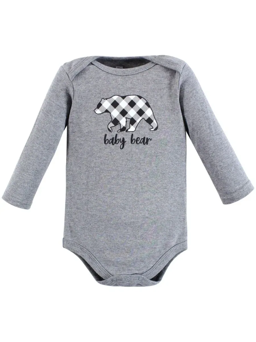 Коллекция из пяти хлопковых боди с длинными рукавами Hudson Baby — изображение 3 из 3, серый черный