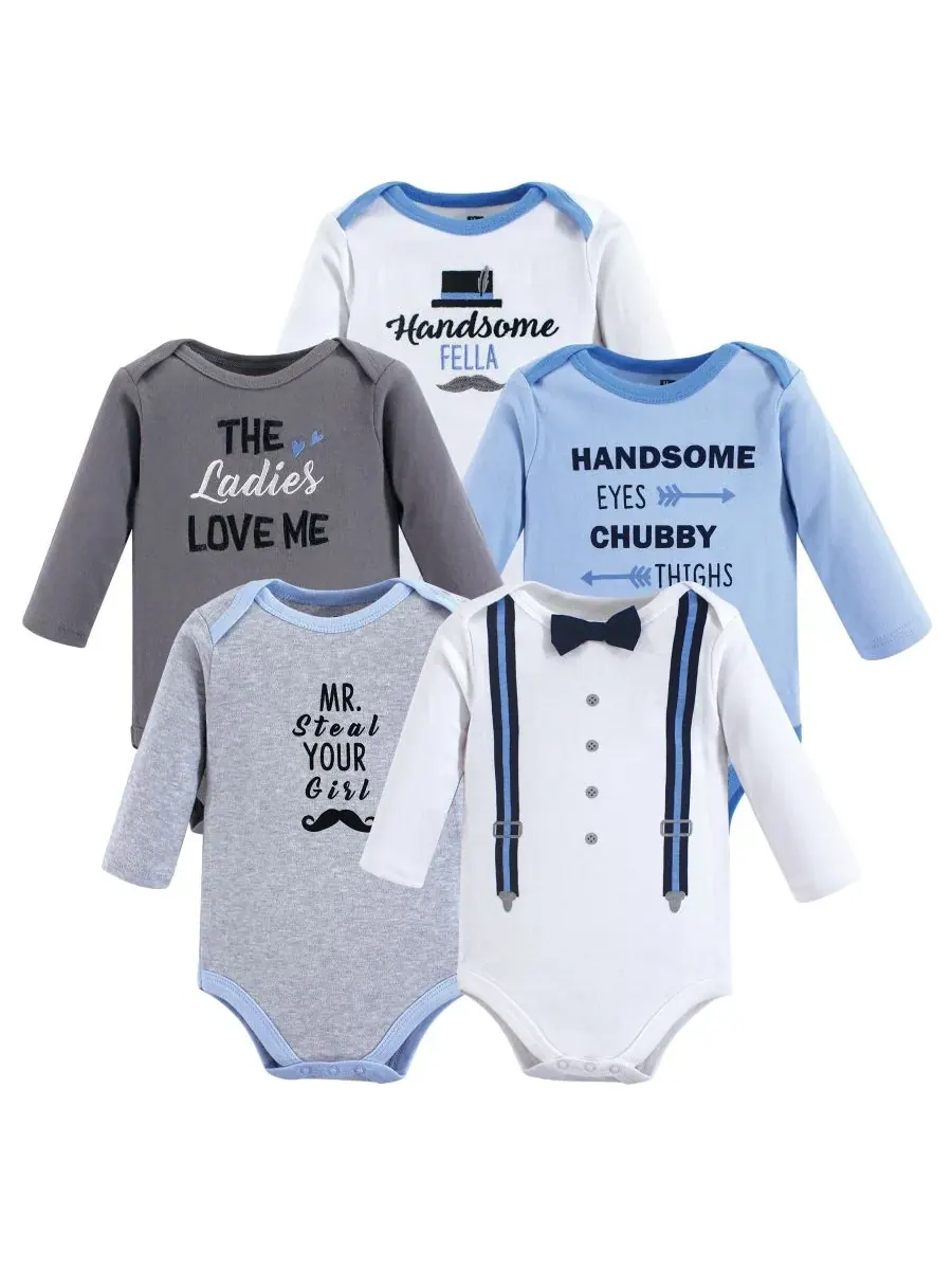 Коллекция из пяти хлопковых боди с длинными рукавами Hudson Baby, Handsome Fella — изображение 1 из 2