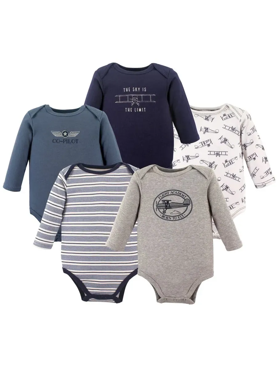 Коллекция из пяти хлопковых боди с длинными рукавами Hudson Baby, Aviation — изображение 1 из 1