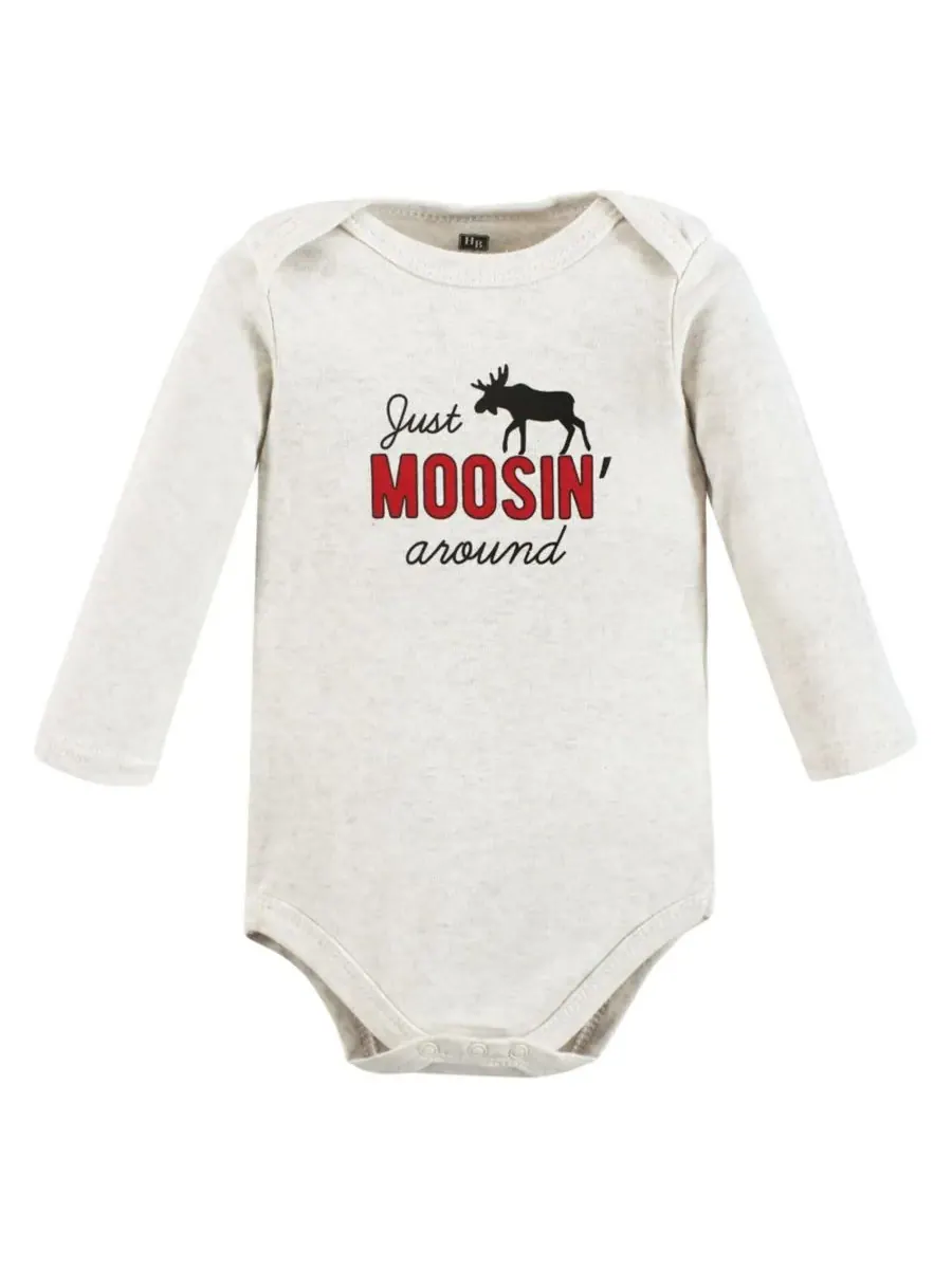 Коллекция из пяти хлопковых боди с длинными рукавами Hudson Baby, Winter Moose — изображение 2 из 3