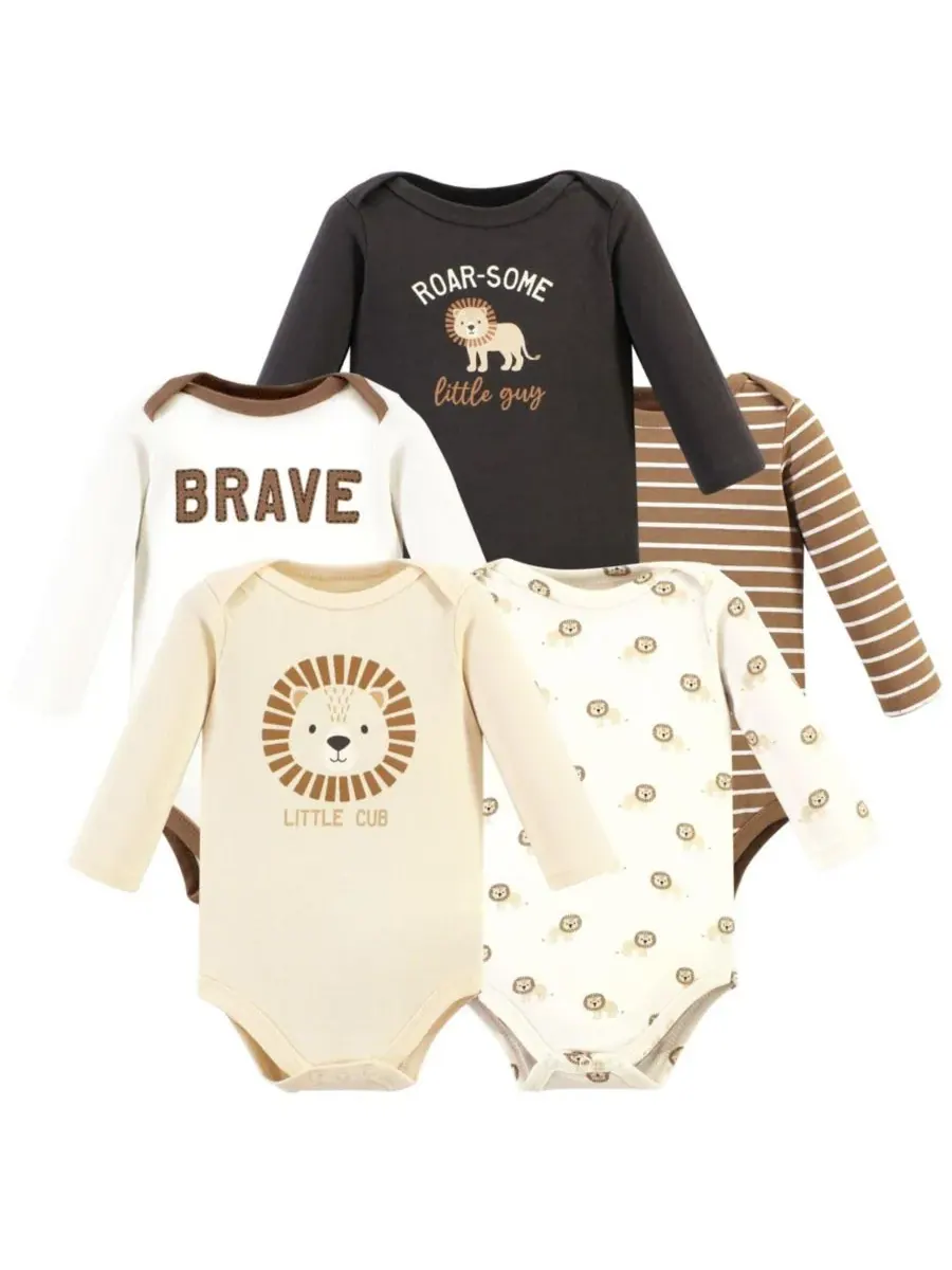 Коллекция из пяти хлопковых боди с длинными рукавами Hudson Baby, Brave Lion 5 Pack — изображение 1 из 7